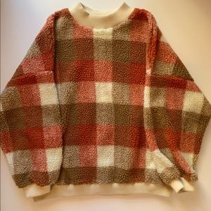 SHEIN Teddy Gingham Sweater